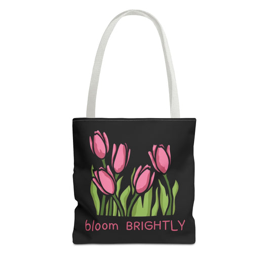 Bloom Brightly Tote Bag - Pink Tulip Floral Shoulder Bag (13x13)