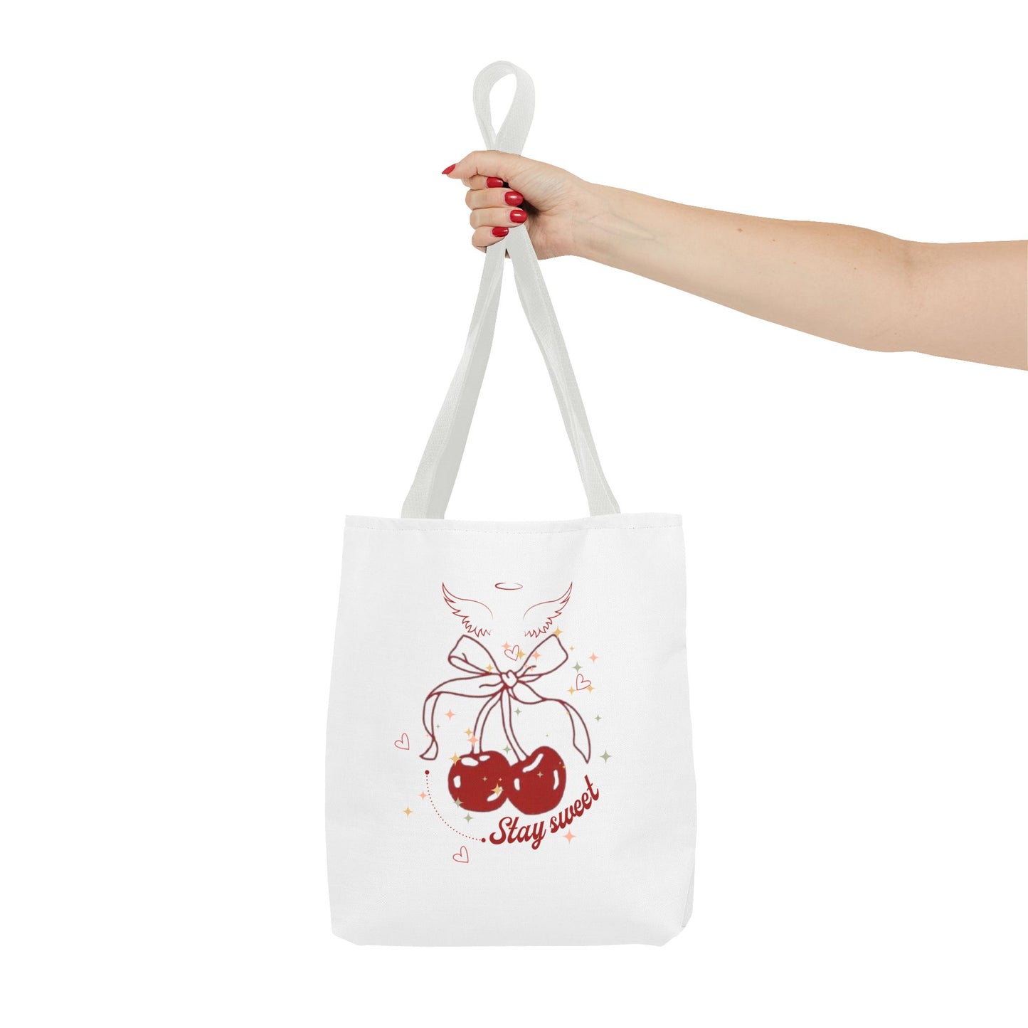 Stay Sweet Cherry Tote Bag - Coquette Angel Wings Shoulder Bag (13x13)