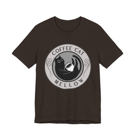 "Mellow Morning" Coffee Cat Tee - Chill Vibe Graphic