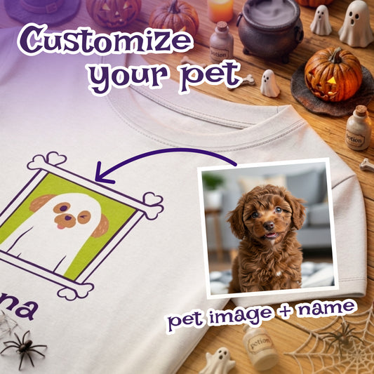 Custom Ghost Dog Shirt – Personalized Pet Photo Halloween Tee, Bella Canvas 3001