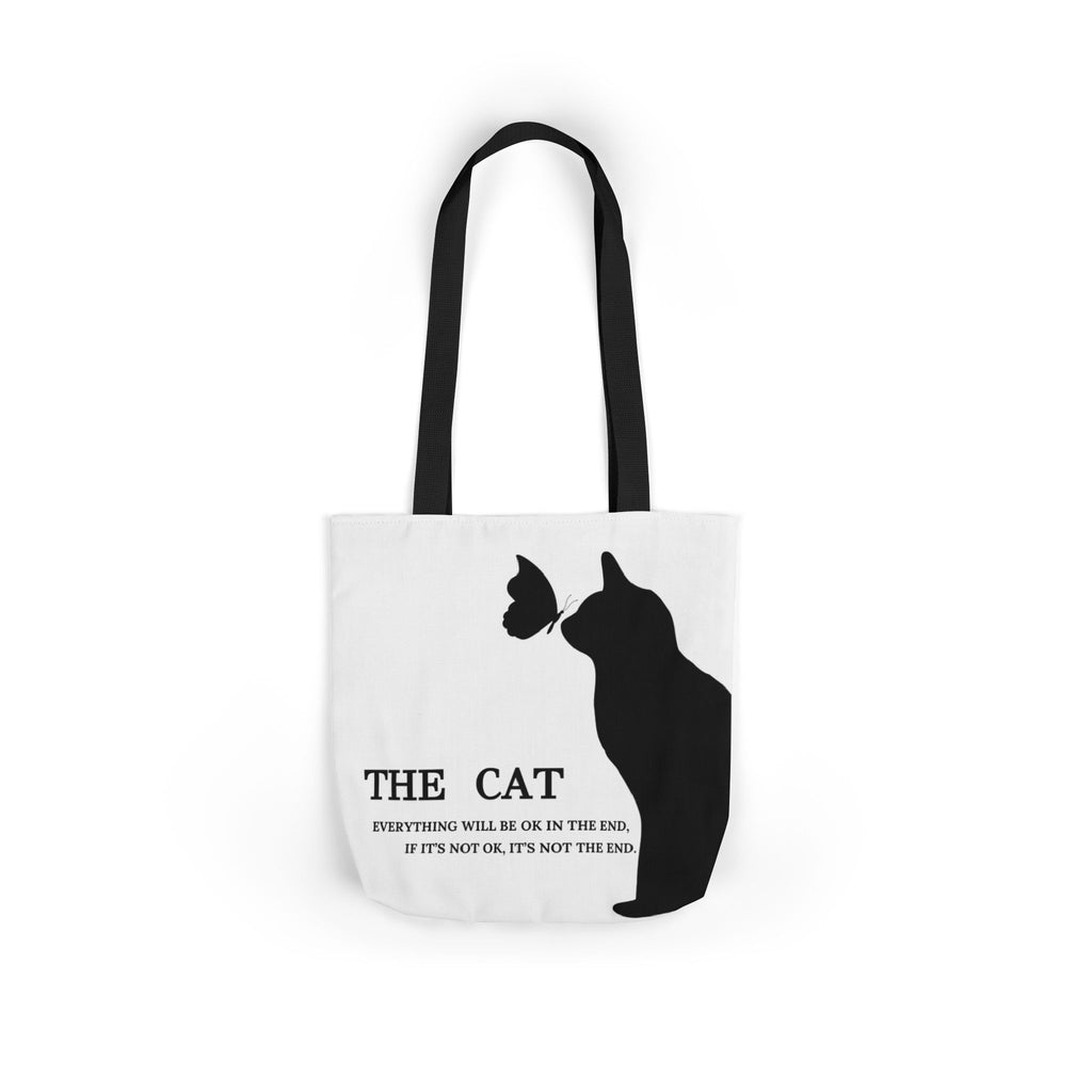 Tote Bag — 'The Cat' Silhouette Tote with Butterfly Quote