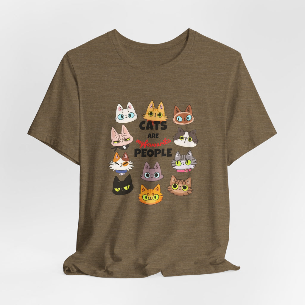Cats Are My Favorite People T-Shirt — Cute Cartoon Cat Faces Tee