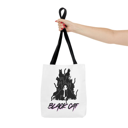 Black Cat Tote Bag Minimal Graphic Art Canvas Bag