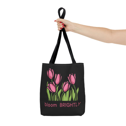 Bloom Brightly Tote Bag - Pink Tulip Floral Shoulder Bag (13x13)
