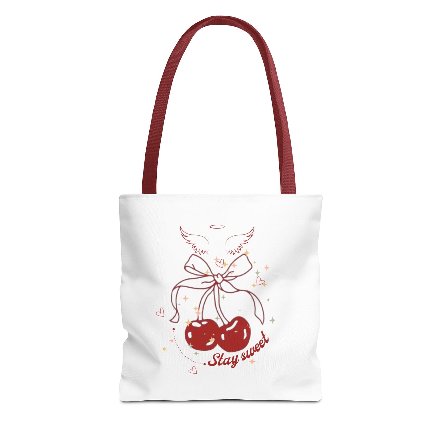 Stay Sweet Cherry Tote Bag - Coquette Angel Wings Shoulder Bag (13x13)