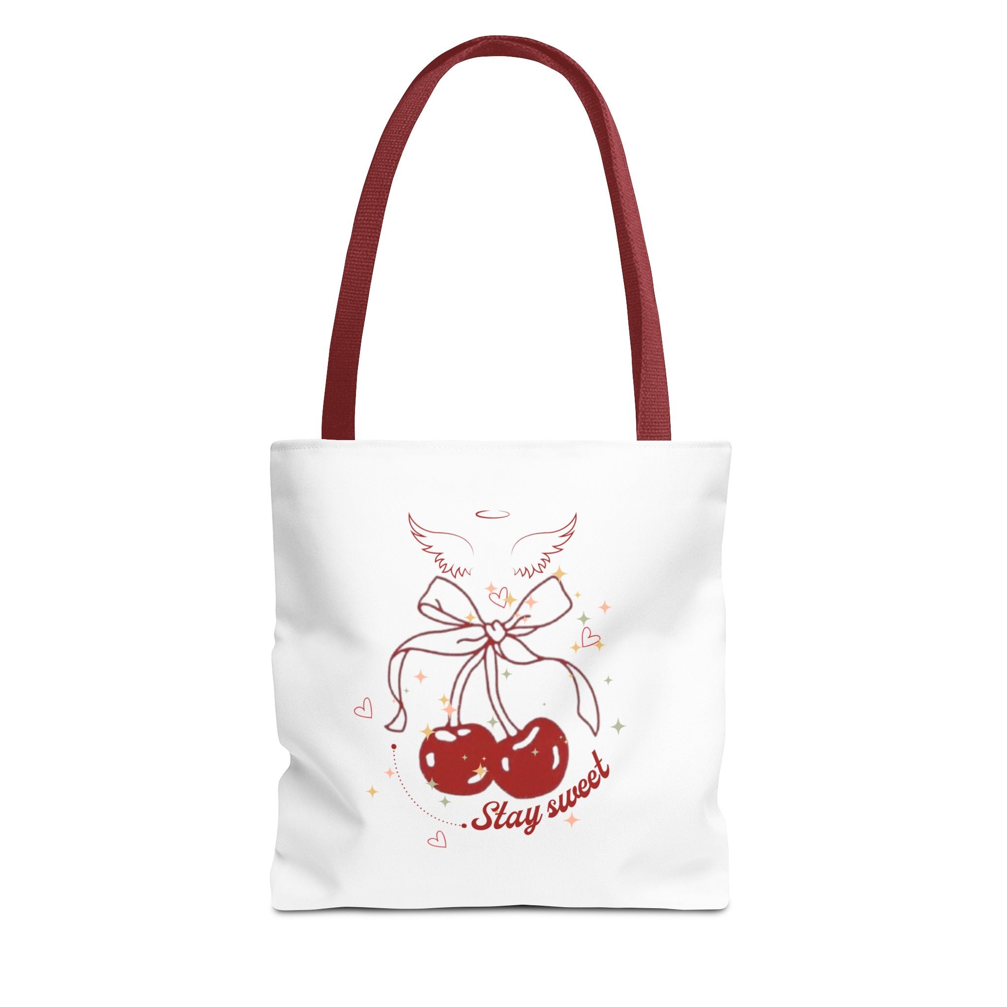 Stay Sweet Cherry Tote Bag - Cute Winged Cherries Canvas Shopper