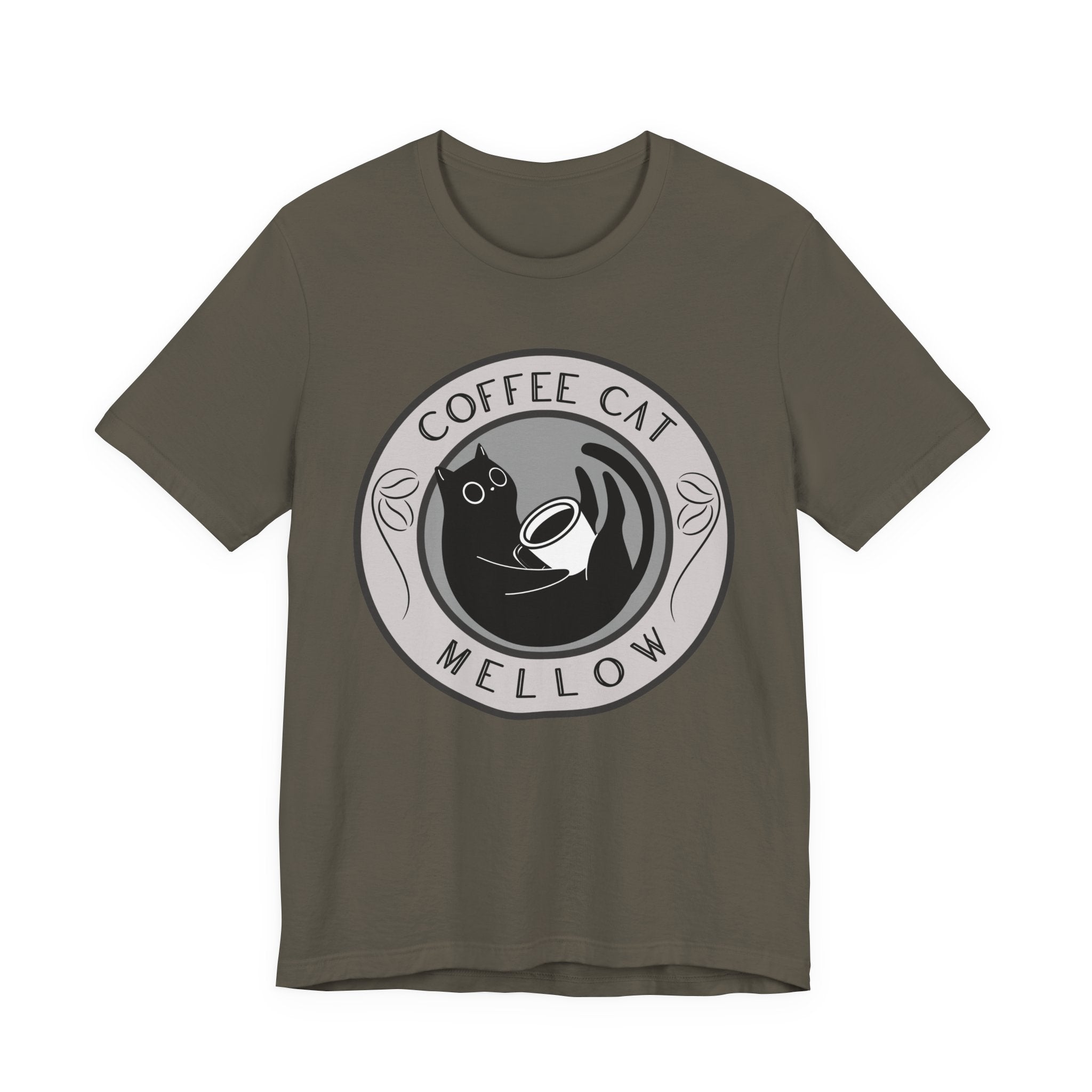 Coffee Cat Mellow T-Shirt | Cat Coffee Logo Tee