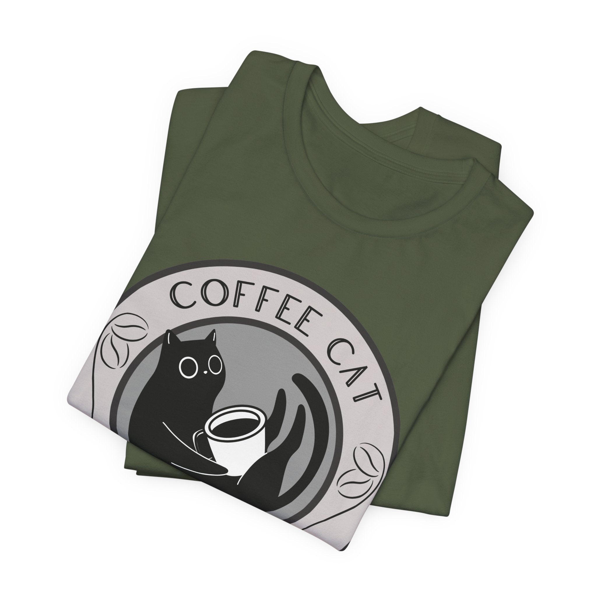 Coffee Cat Mellow T-Shirt | Cat Coffee Logo Tee