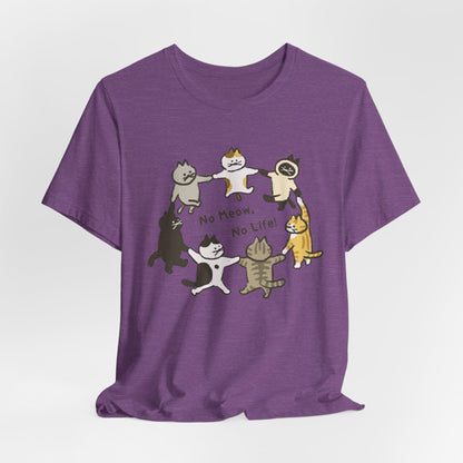 "No Meow No Life" Dancing Cats Circle Tee - Kawaii Graphic Art