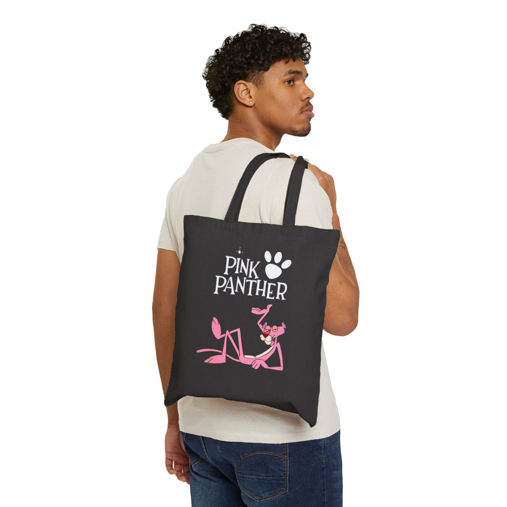 Pink Panther Canvas Tote Bag — Retro Cartoon Grocery & Everyday Reusable Bag