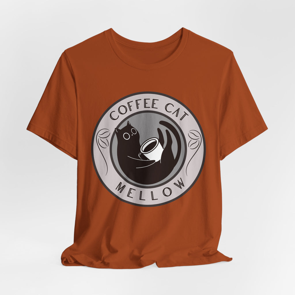 Coffee Cat Mellow T-Shirt | Cat Coffee Logo Tee