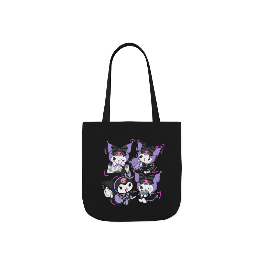 Anime Eye & Panda Canvas Tote — Aesthetic Purple Graphic Tote Bag