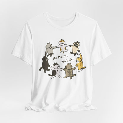 "No Meow No Life" Dancing Cats Circle Tee - Kawaii Graphic Art