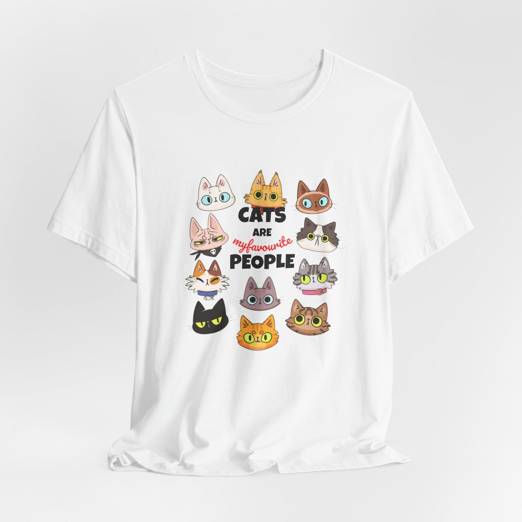 Cats Are My Favorite People T-Shirt — Cute Cartoon Cat Faces Tee