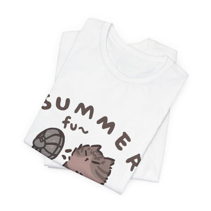 "Hello Summer" Playful Cat Tee - Cute Seasonal Graphic