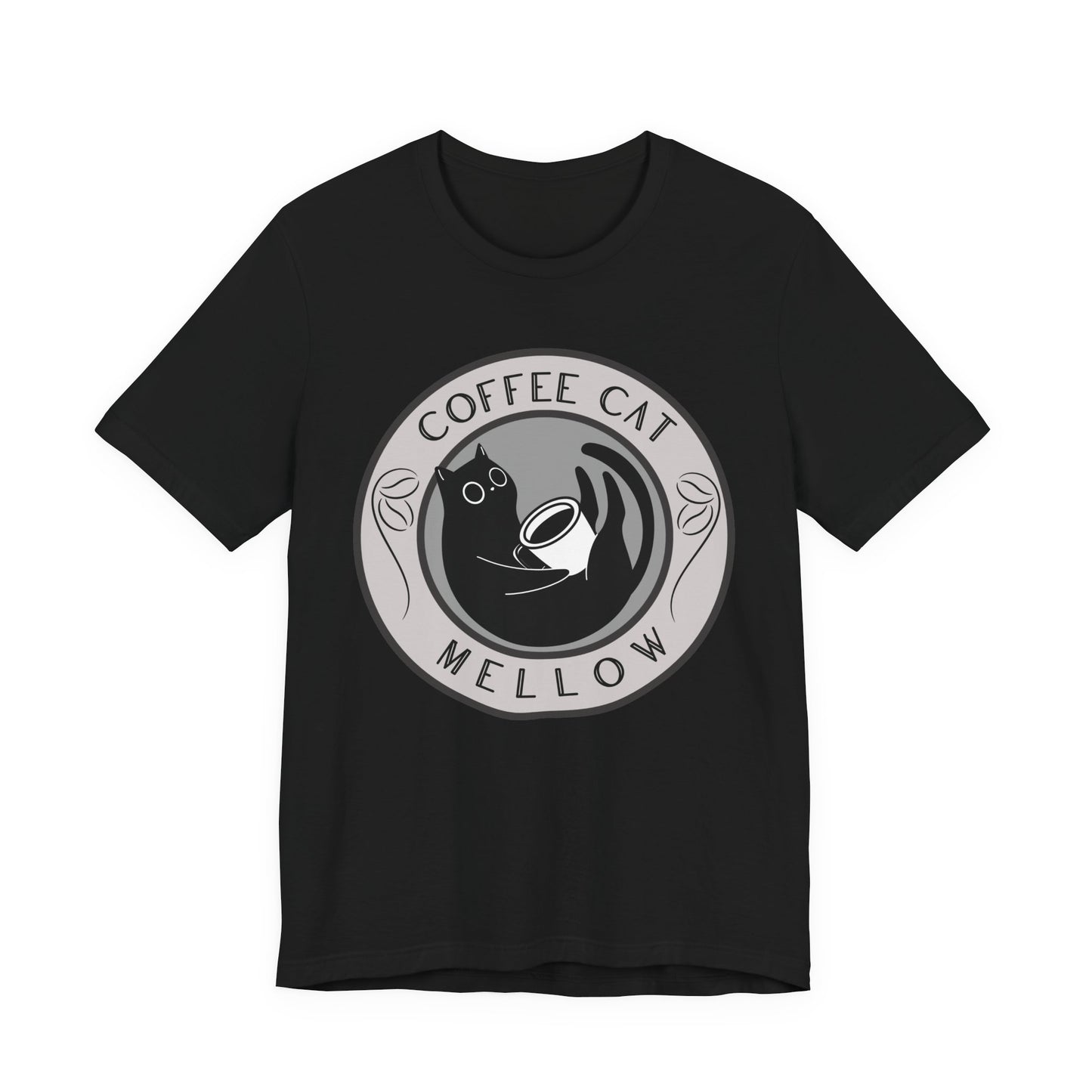 "Mellow Morning" Coffee Cat Tee - Chill Vibe Graphic