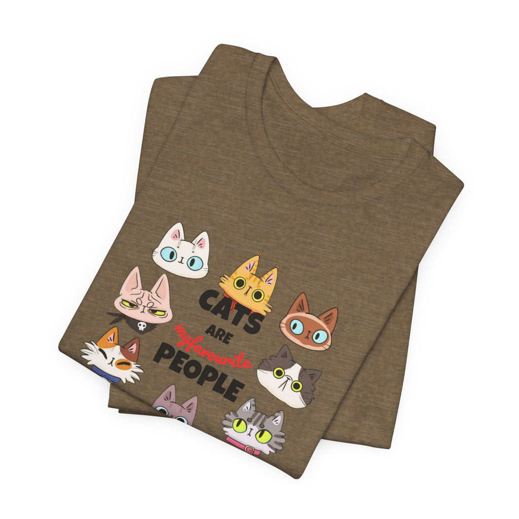 Cats Are My Favorite People T-Shirt — Cute Cartoon Cat Faces Tee