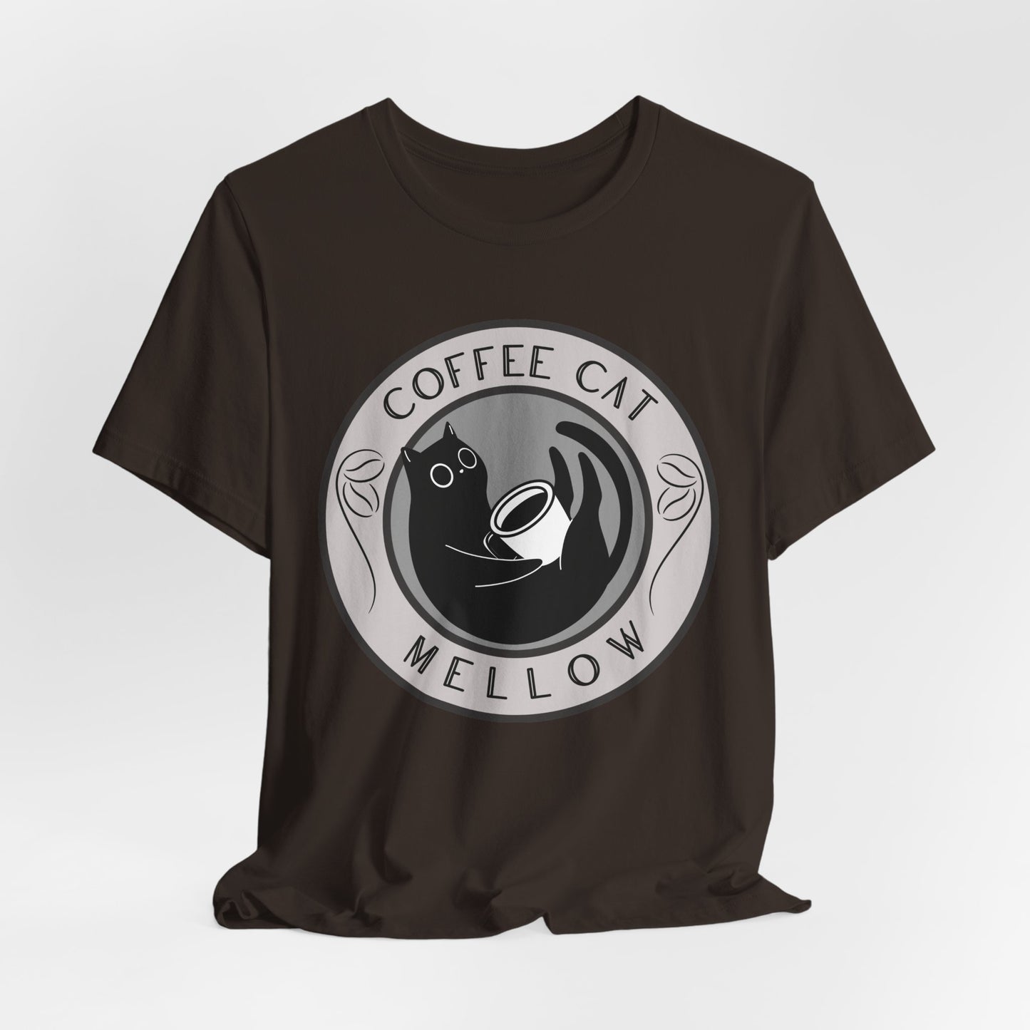 "Mellow Morning" Coffee Cat Tee - Chill Vibe Graphic