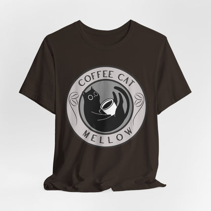 "Mellow Morning" Coffee Cat Tee - Chill Vibe Graphic