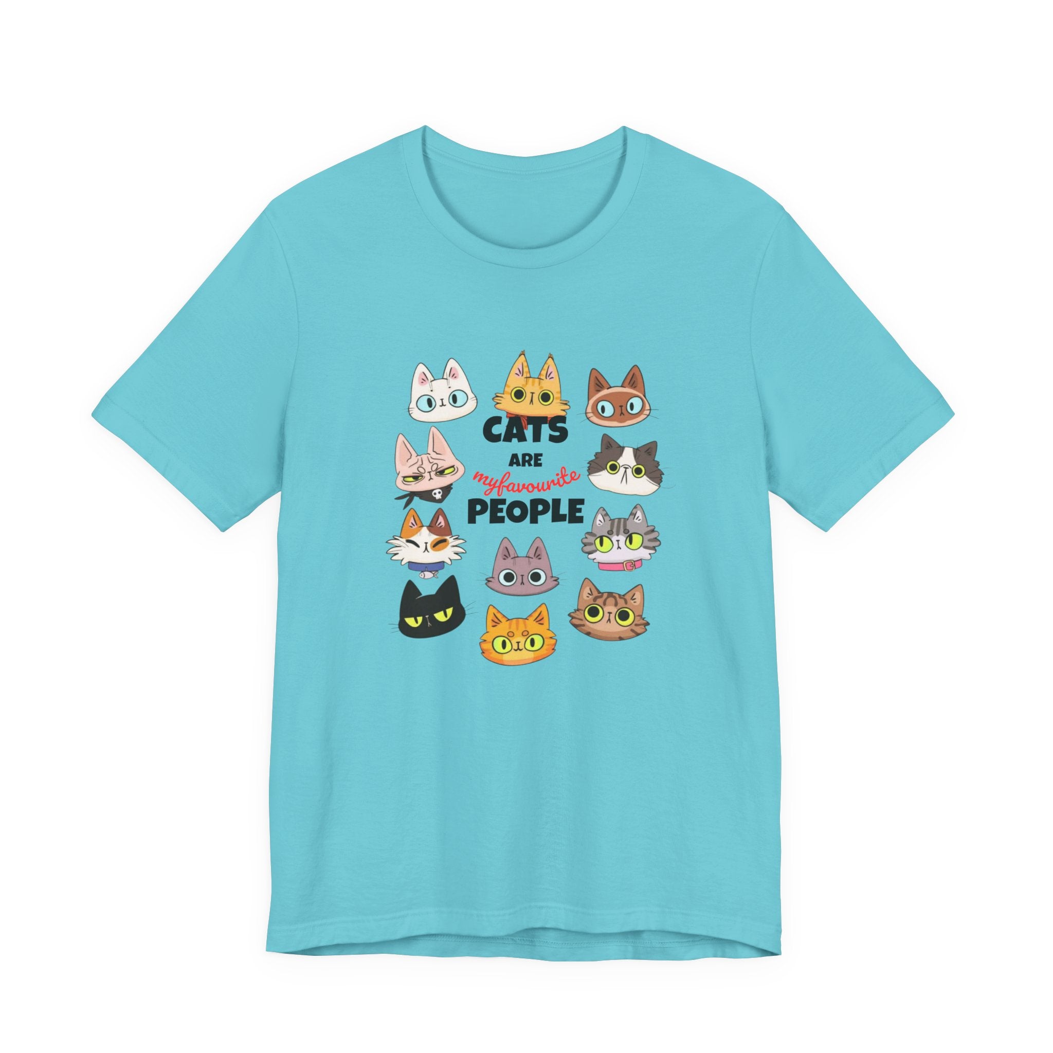 Cats Are My Favorite People T-Shirt — Cute Cartoon Cat Faces Tee