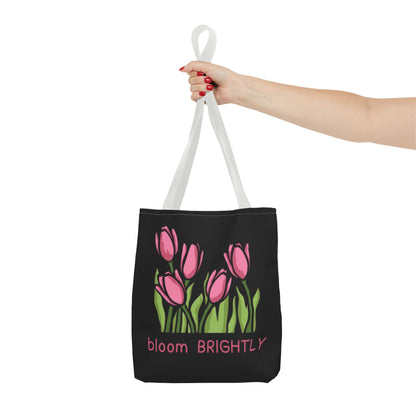 Bloom Brightly Tote Bag - Pink Tulip Floral Shoulder Bag (13x13)
