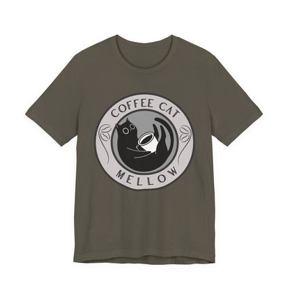 "Mellow Morning" Coffee Cat Tee - Chill Vibe Graphic