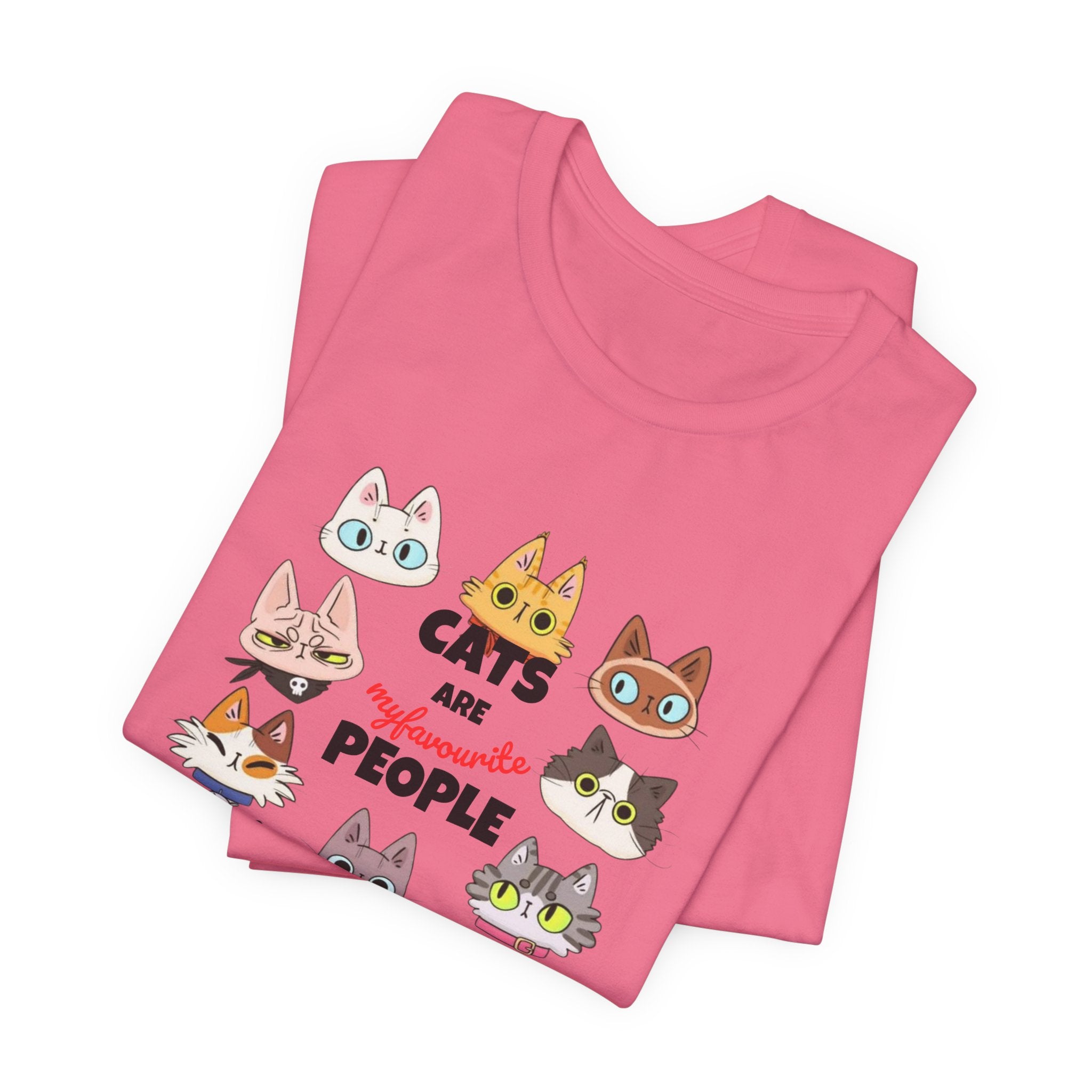 Cats Are My Favorite People T-Shirt — Cute Cartoon Cat Faces Tee