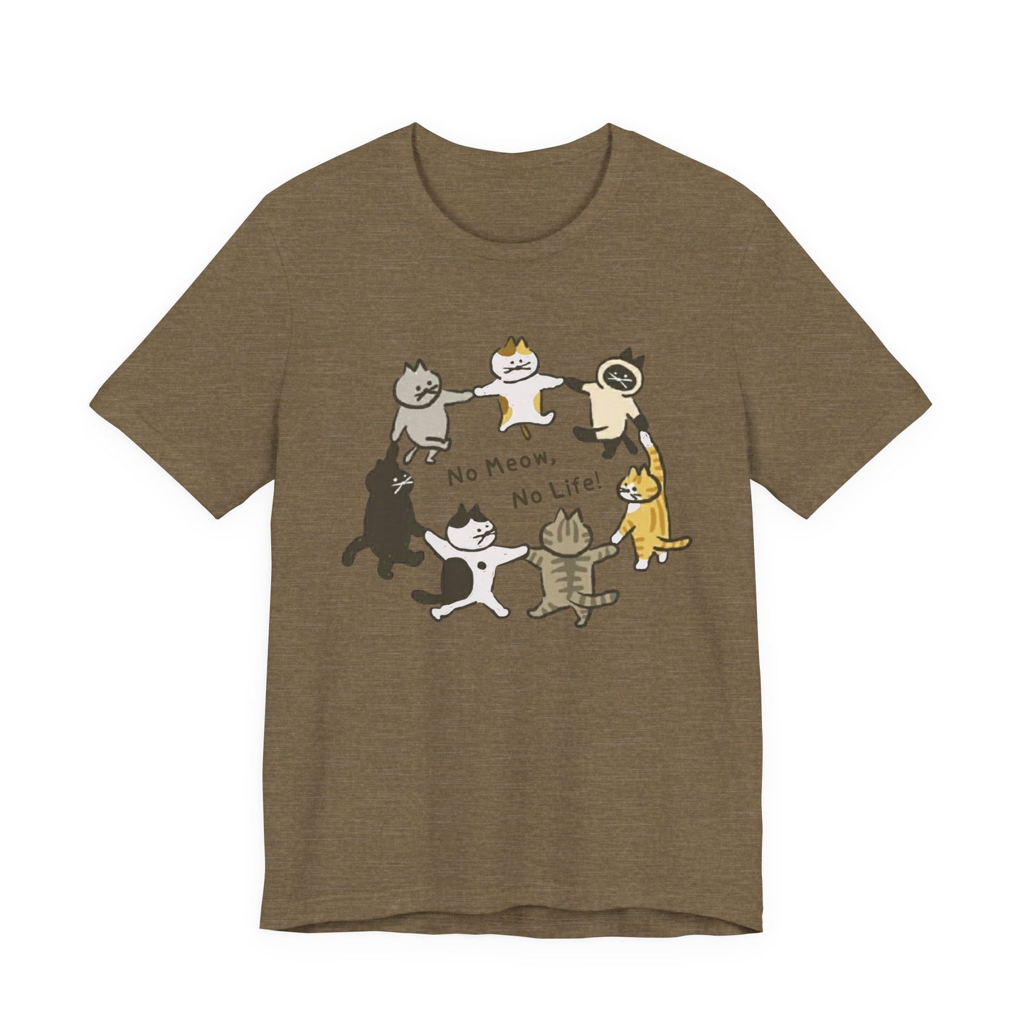 "No Meow No Life" Dancing Cats Circle Tee - Kawaii Graphic Art