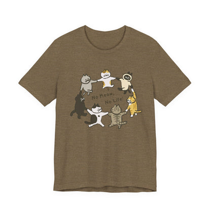 "No Meow No Life" Dancing Cats Circle Tee - Kawaii Graphic Art