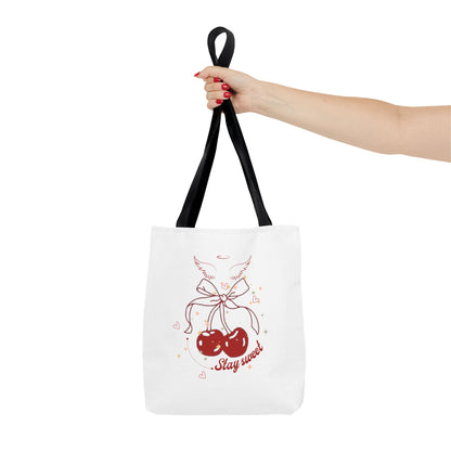 Stay Sweet Cherry Tote Bag - Coquette Angel Wings Shoulder Bag (13x13)