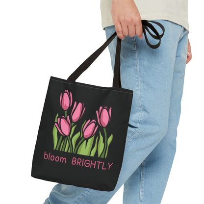 Bloom Brightly Tote Bag - Pink Tulip Floral Shoulder Bag (13x13)