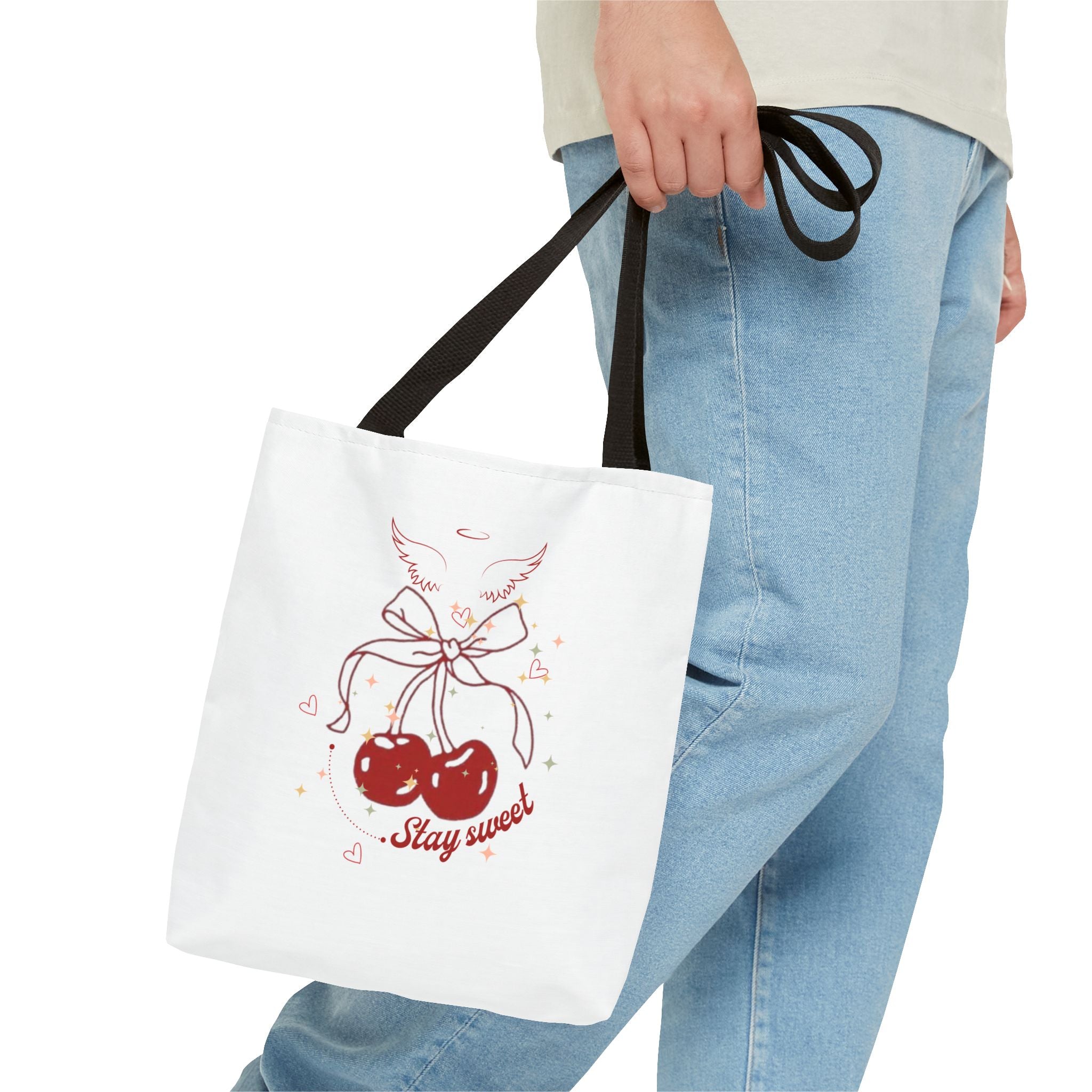 Stay Sweet Cherry Tote Bag - Cute Winged Cherries Canvas Shopper