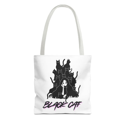 Black Cat Tote Bag Minimal Graphic Art Canvas Bag