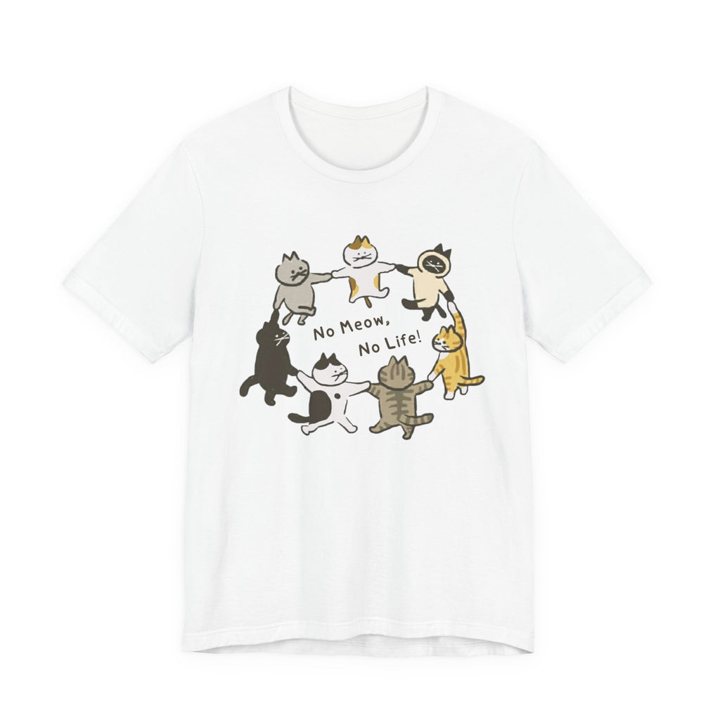 Cute Cats Circle Graphic Tee — "No Meow, No Life" Cat Lover T-Shirt