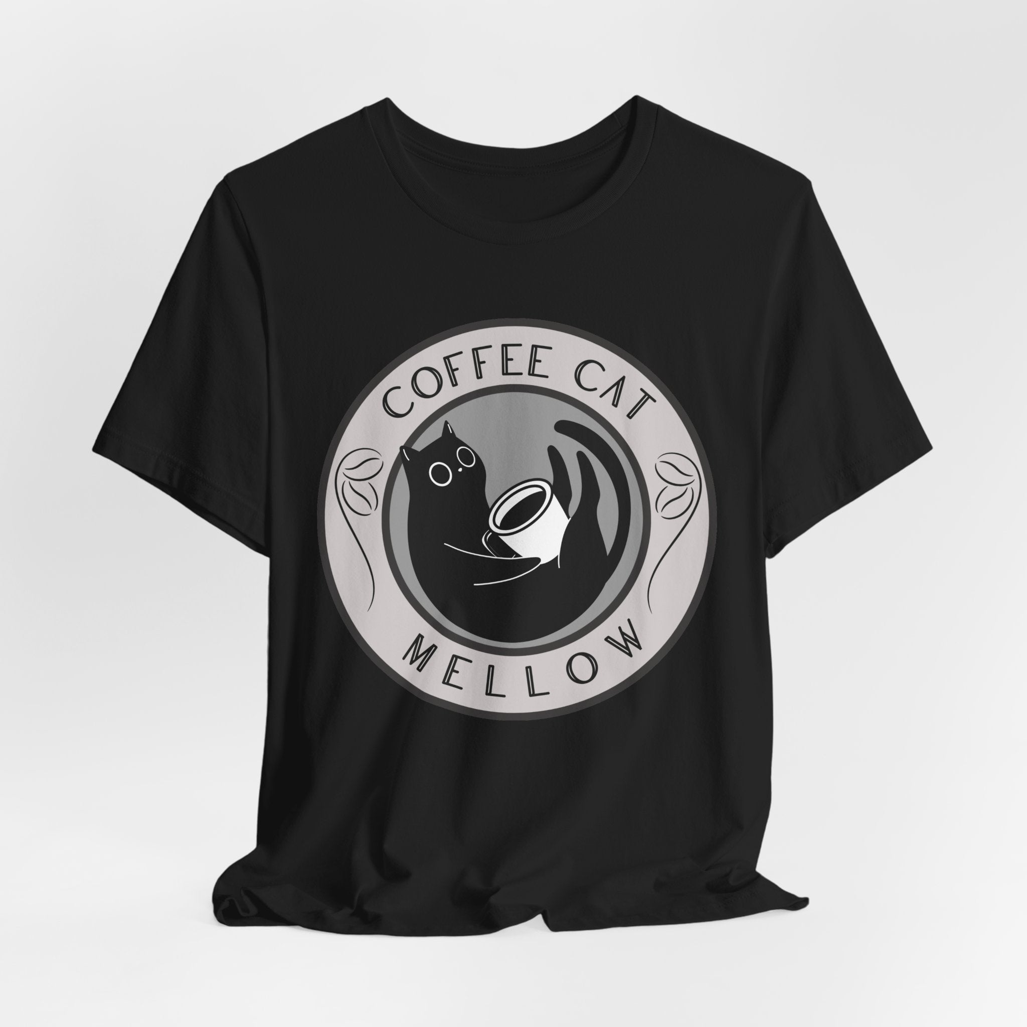 Coffee Cat Mellow T-Shirt | Cat Coffee Logo Tee