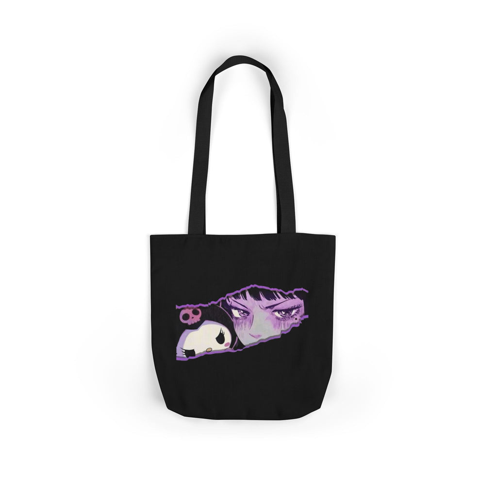 Anime Eye & Panda Canvas Tote — Aesthetic Purple Graphic Tote Bag