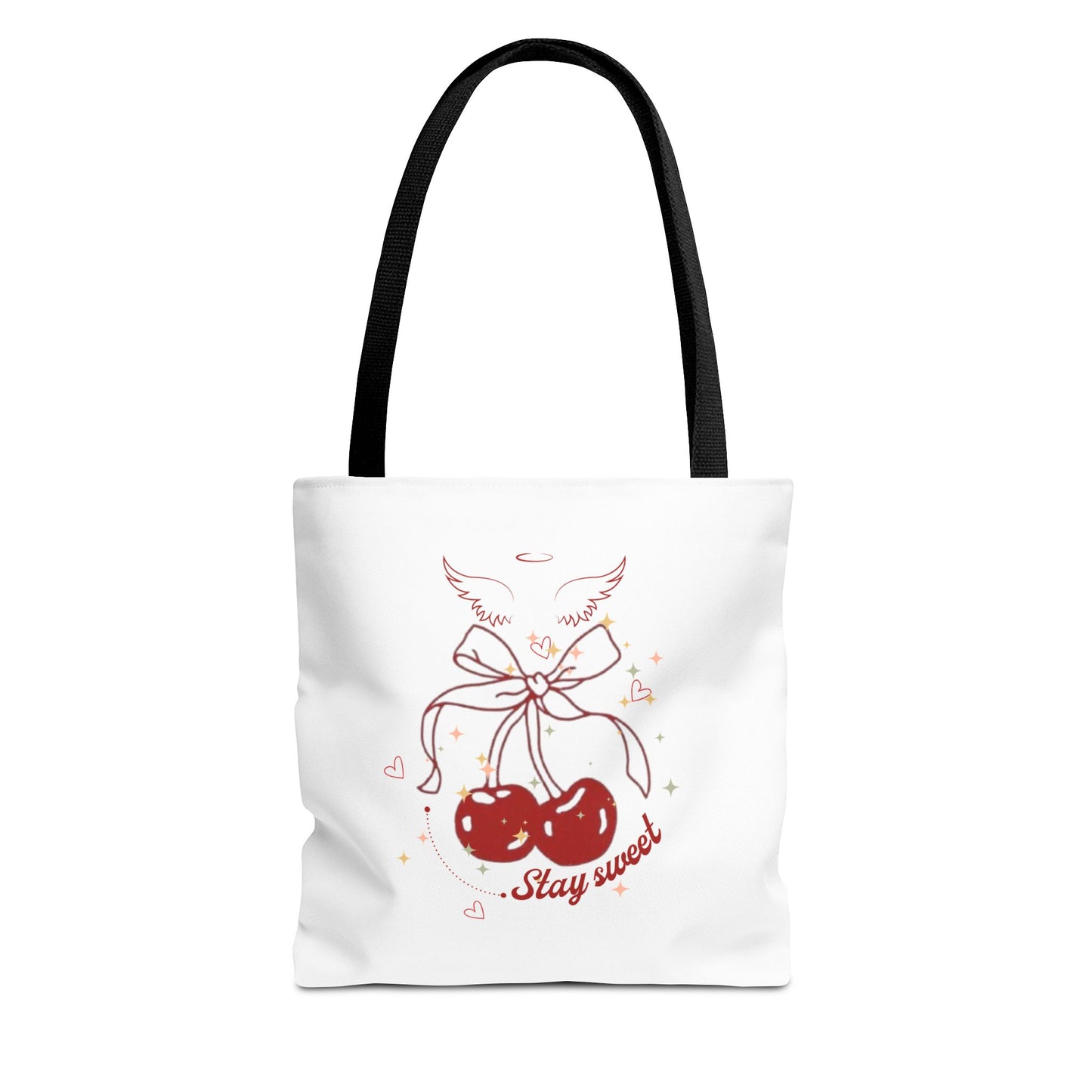 Stay Sweet Cherry Tote Bag - Coquette Angel Wings Shoulder Bag (13x13)
