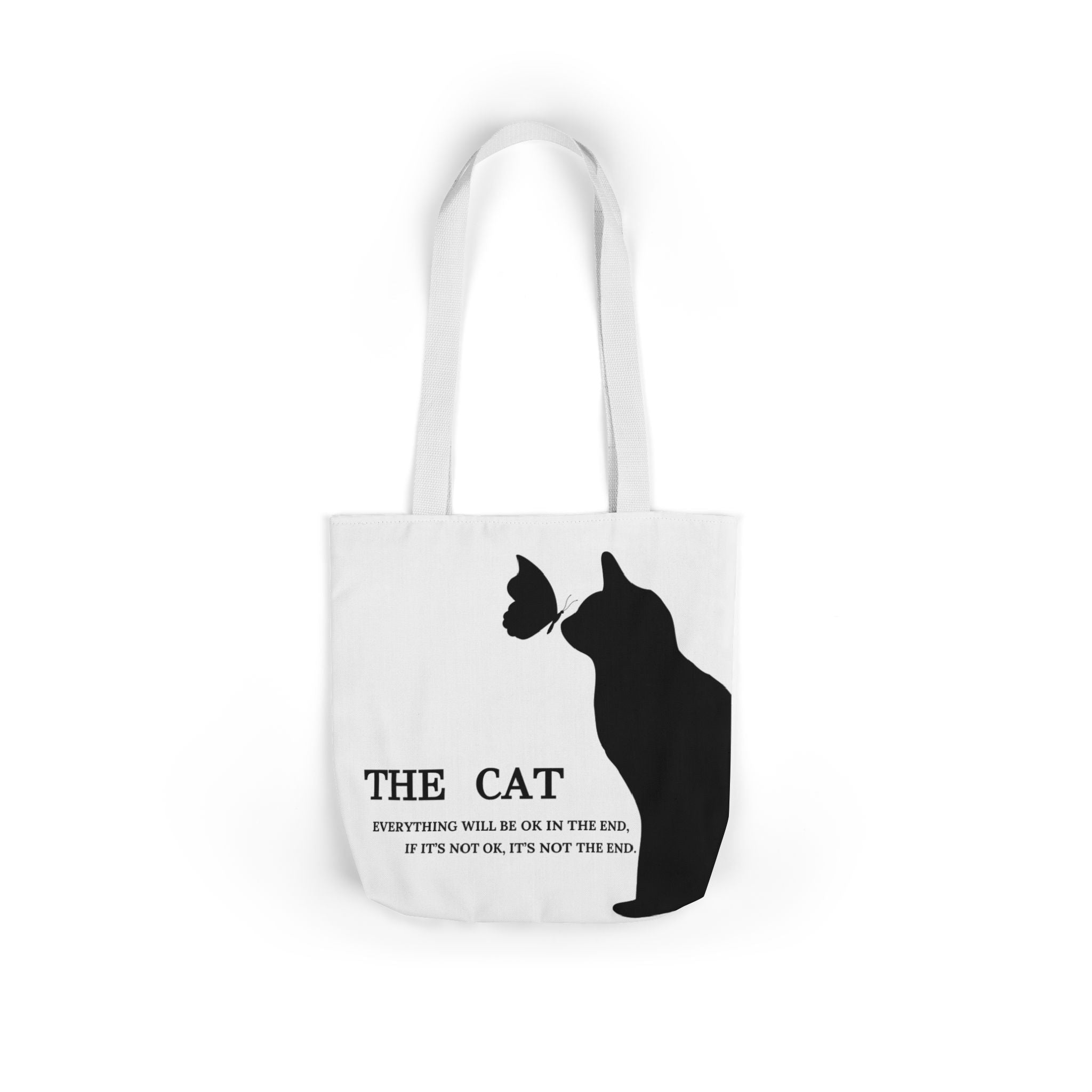 Tote Bag — 'The Cat' Silhouette Tote with Butterfly Quote