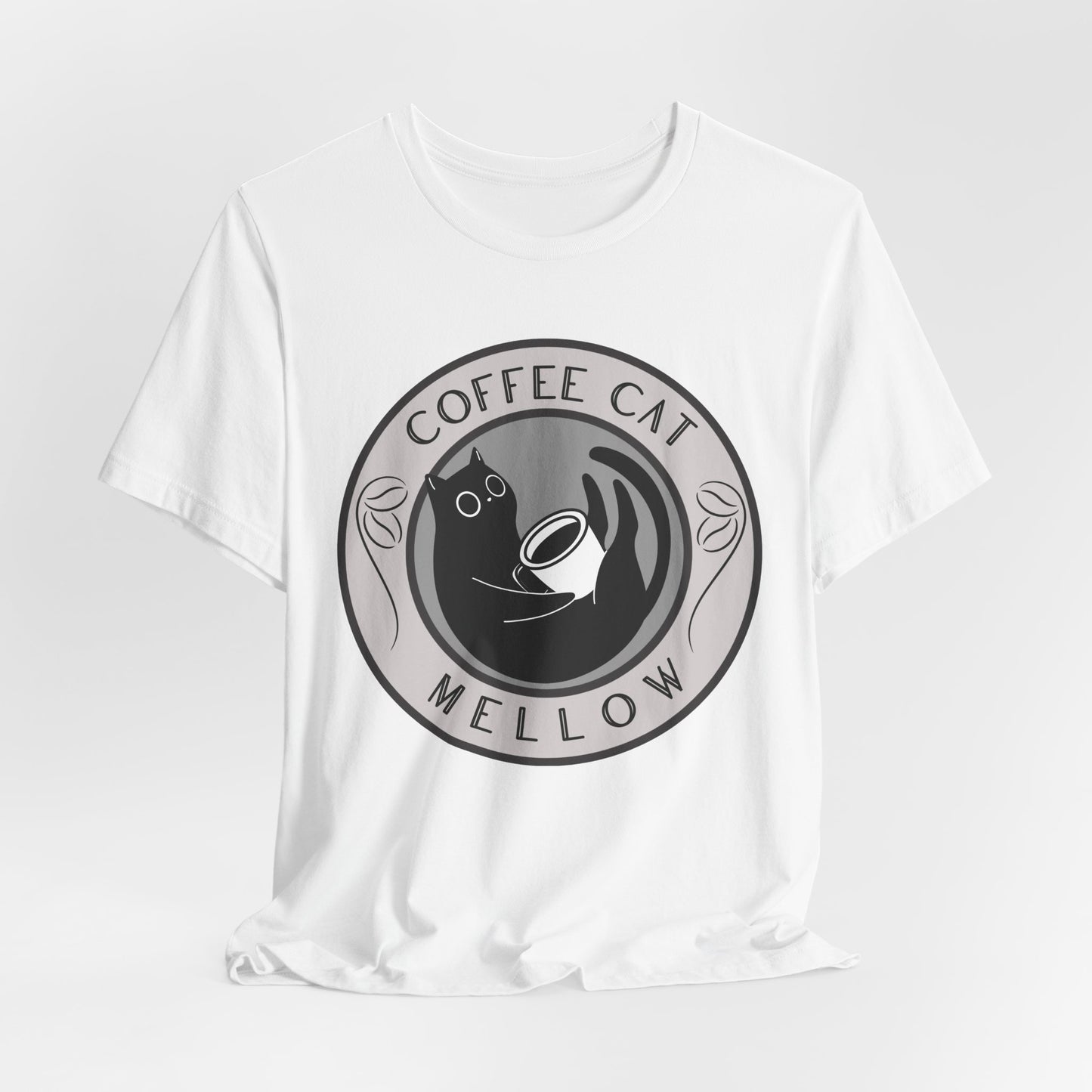 "Mellow Morning" Coffee Cat Tee - Chill Vibe Graphic