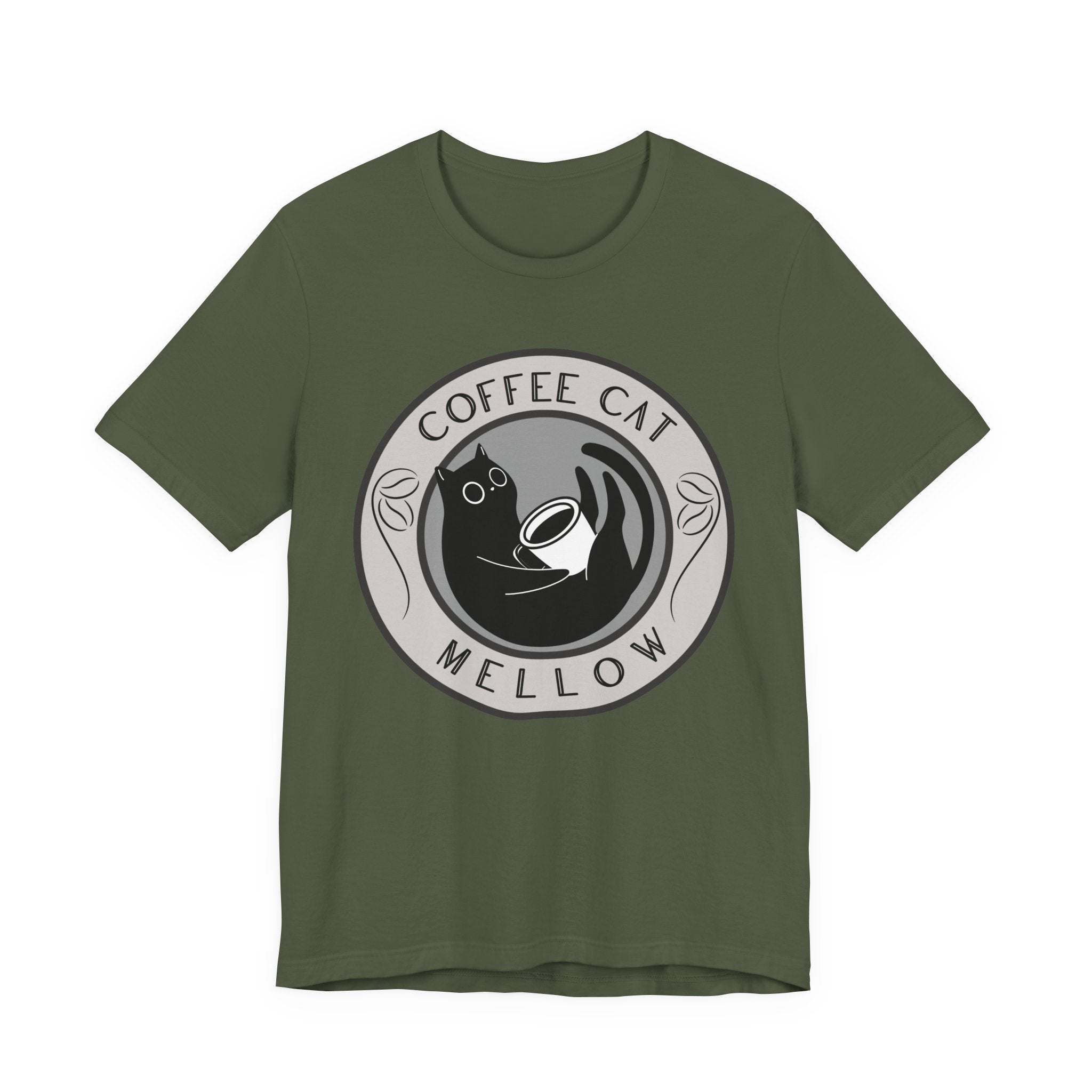 Coffee Cat Mellow T-Shirt | Cat Coffee Logo Tee
