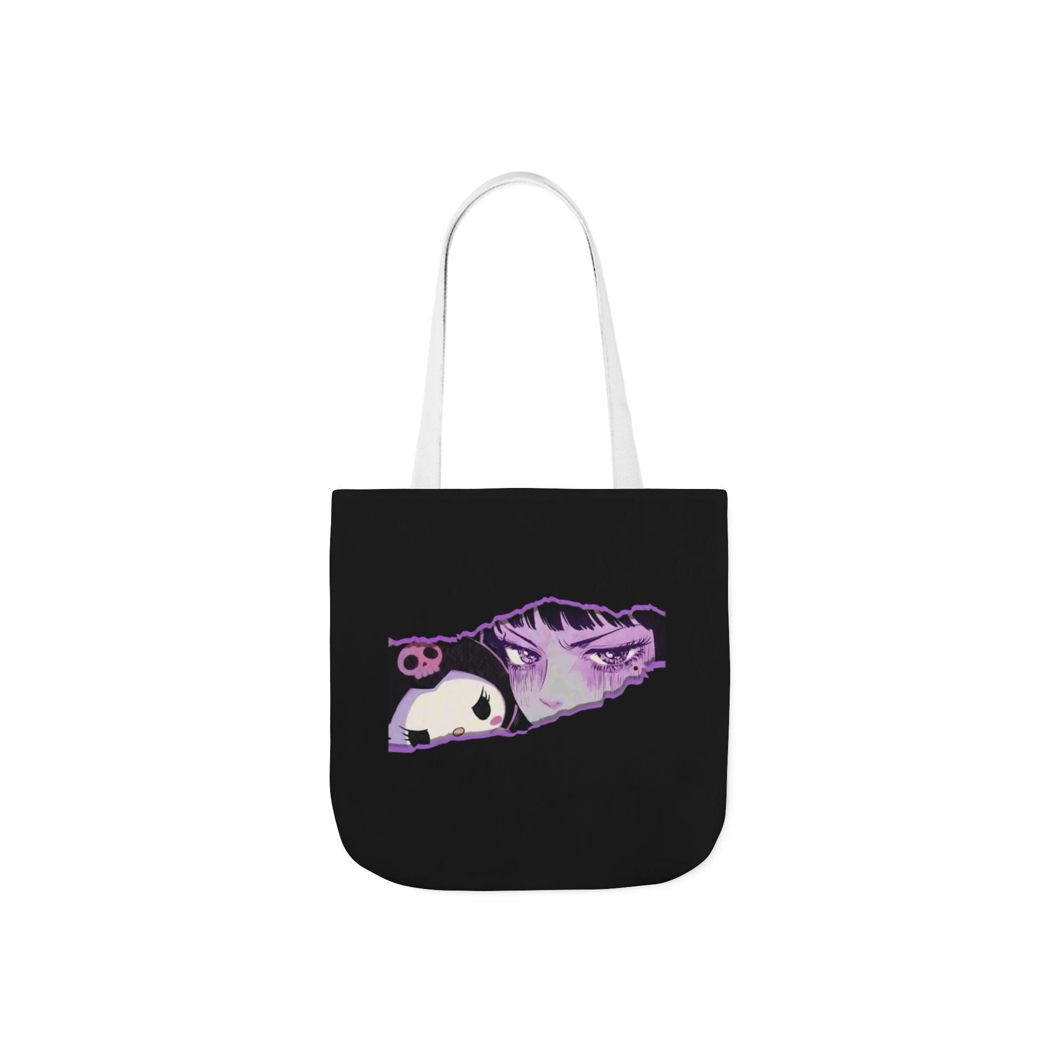 Anime Eye & Panda Canvas Tote — Aesthetic Purple Graphic Tote Bag