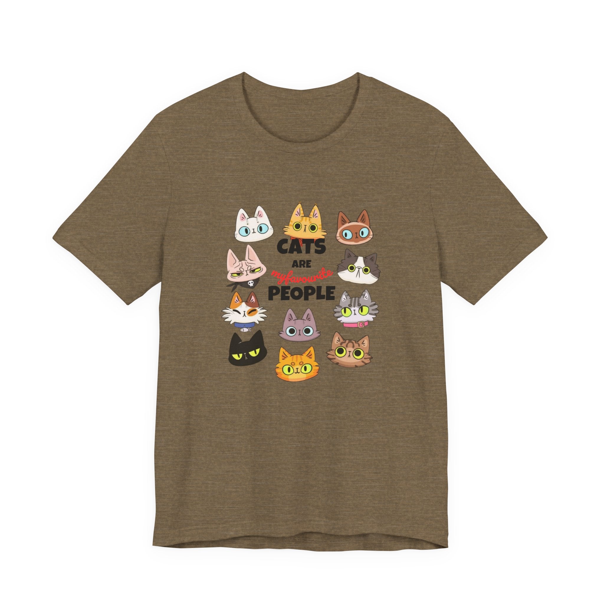 Cats Are My Favorite People T-Shirt — Cute Cartoon Cat Faces Tee