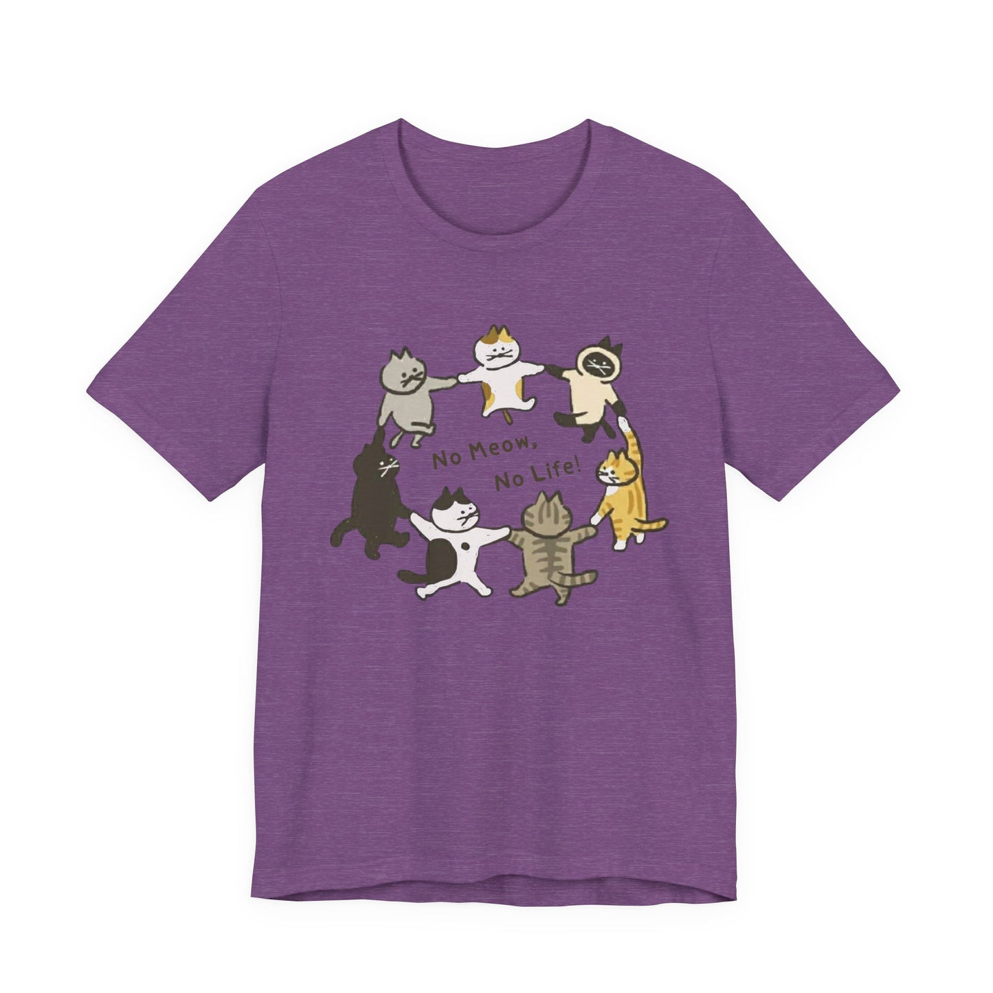 "No Meow No Life" Dancing Cats Circle Tee - Kawaii Graphic Art