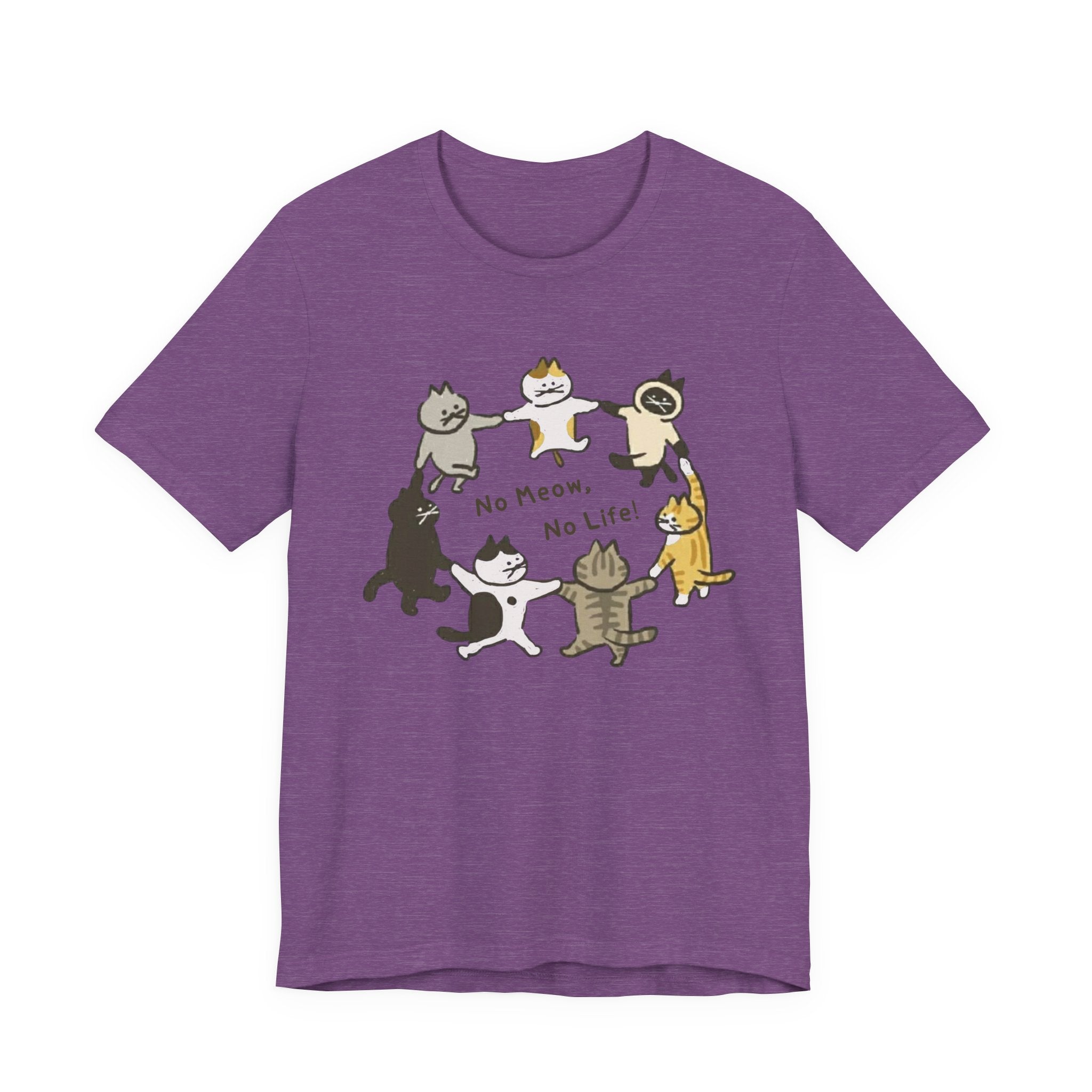 Cute Cats Circle Graphic Tee — "No Meow, No Life" Cat Lover T-Shirt