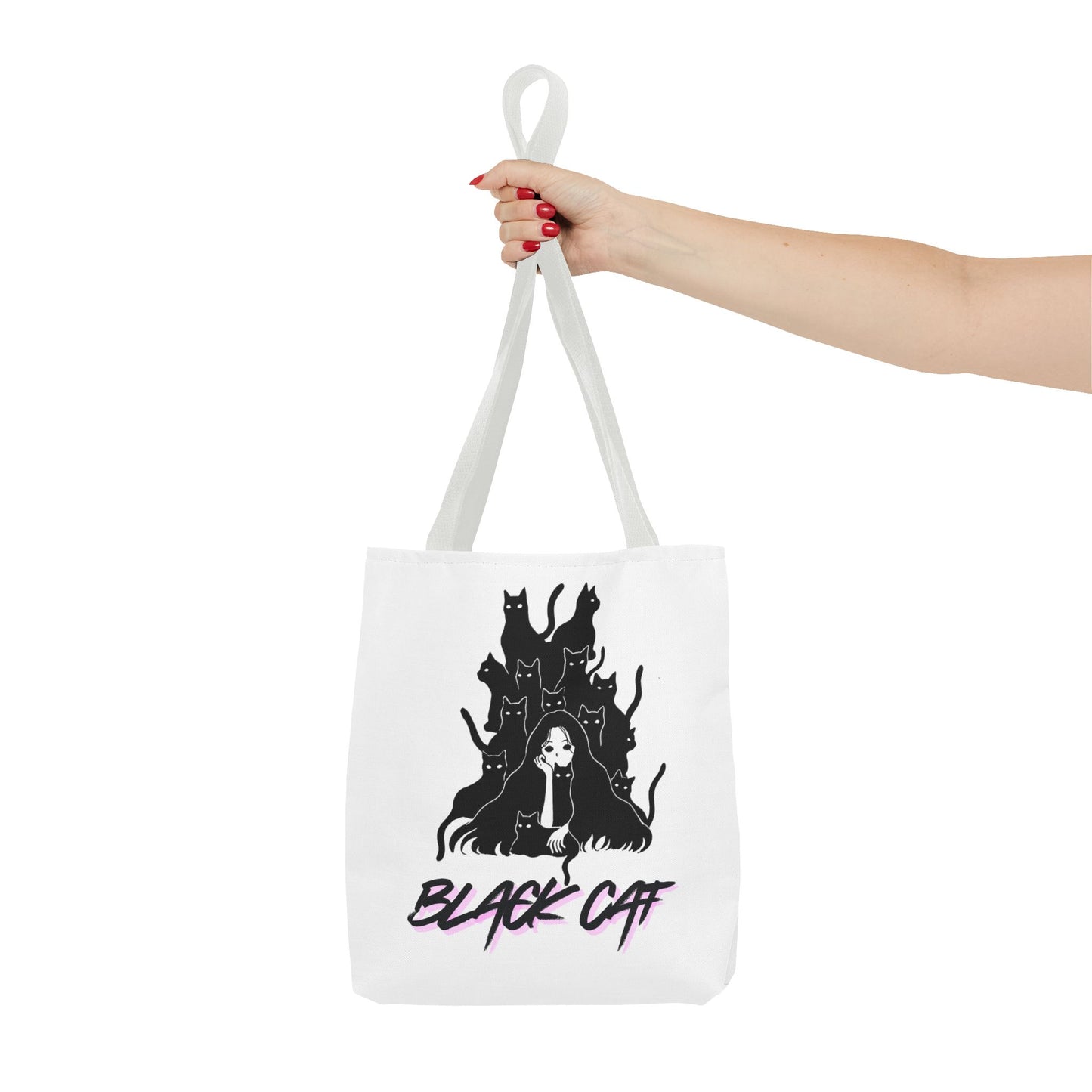 Black Cat Tote Bag Minimal Graphic Art Canvas Bag