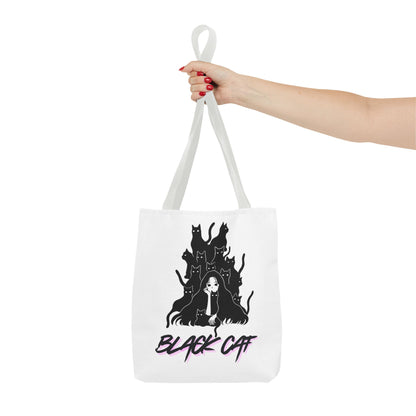 Black Cat Tote Bag Minimal Graphic Art Canvas Bag