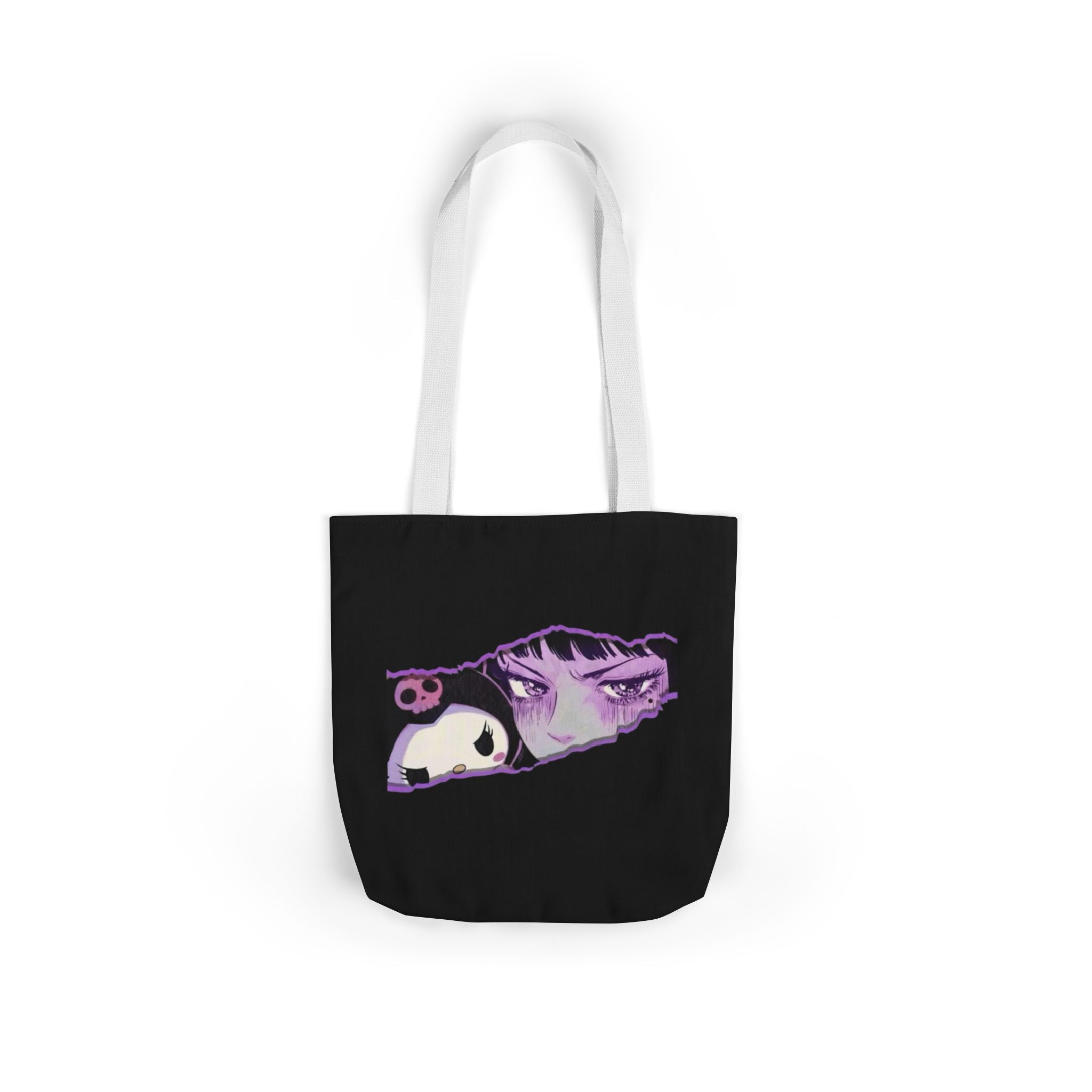Anime Eye & Panda Canvas Tote — Aesthetic Purple Graphic Tote Bag