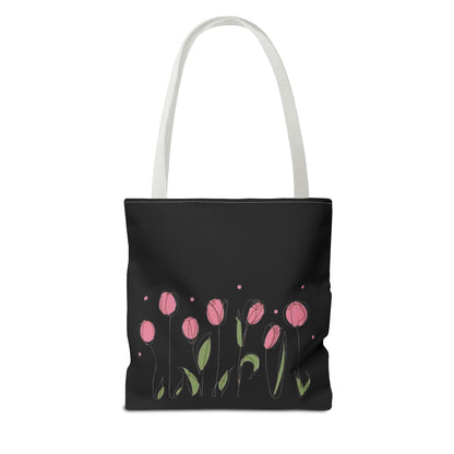 Bloom Brightly Tote Bag - Pink Tulip Floral Shoulder Bag (13x13)