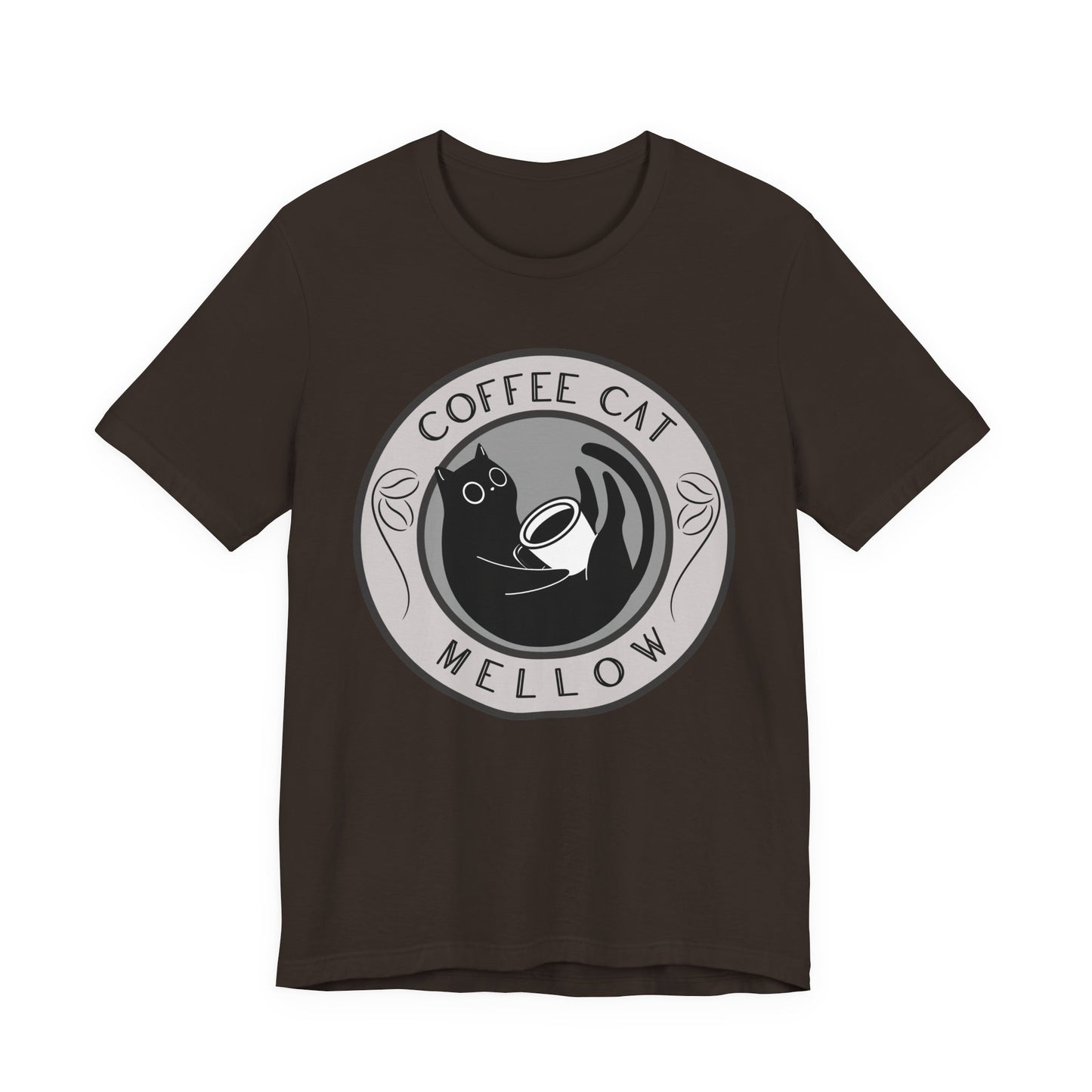 "Mellow Morning" Coffee Cat Tee - Chill Vibe Graphic