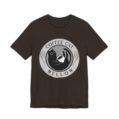 "Mellow Morning" Coffee Cat Tee - Chill Vibe Graphic